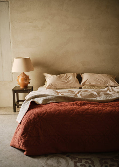 Soft Stripe Cotton Duvet Cover | Clay/Ecru