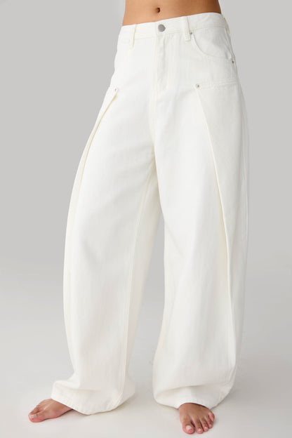 PIN TUCK WIDE LEG DENIM JEAN