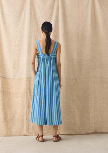 Oyo Stripe Cotton Jumpsuit | Aqua/Cornflower