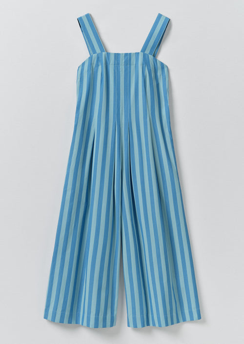 Oyo Stripe Cotton Jumpsuit | Aqua/Cornflower
