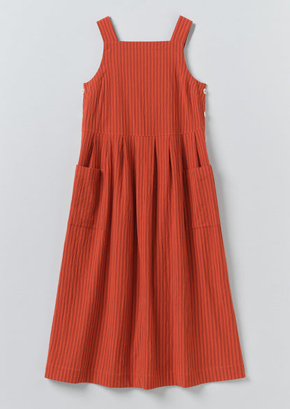 Tablier Stripe Cotton Pinafore Dress | Tomato