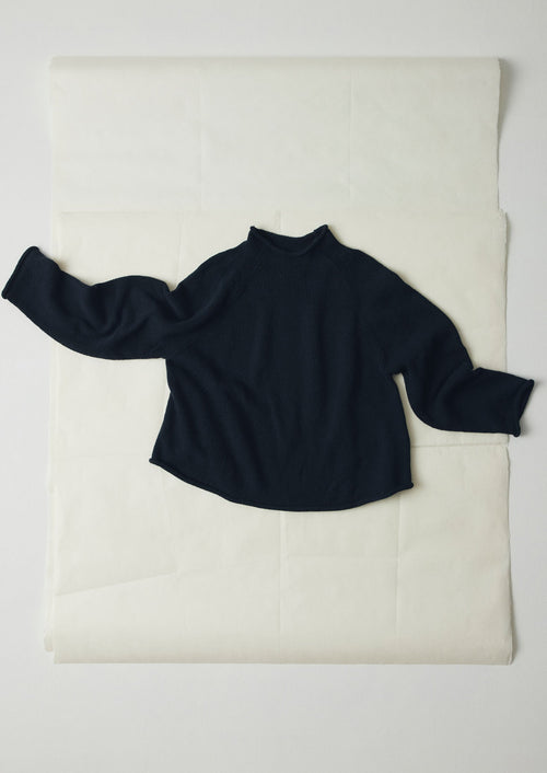 Organic Cotton Linen Easy Sweater | Dark Navy