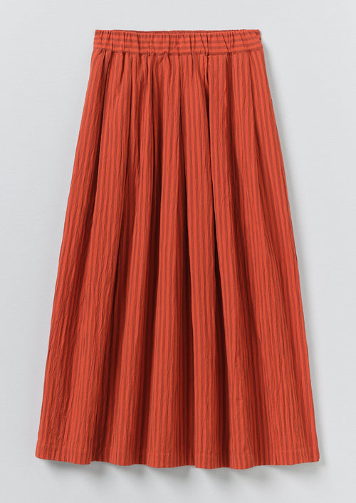 Pleated Cotton Stripe Skirt | Tomato