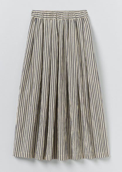 Pleated Cotton Stripe Skirt | Workshop Blue