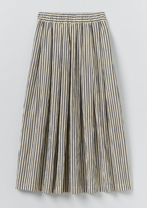 Pleated Cotton Stripe Skirt | Workshop Blue