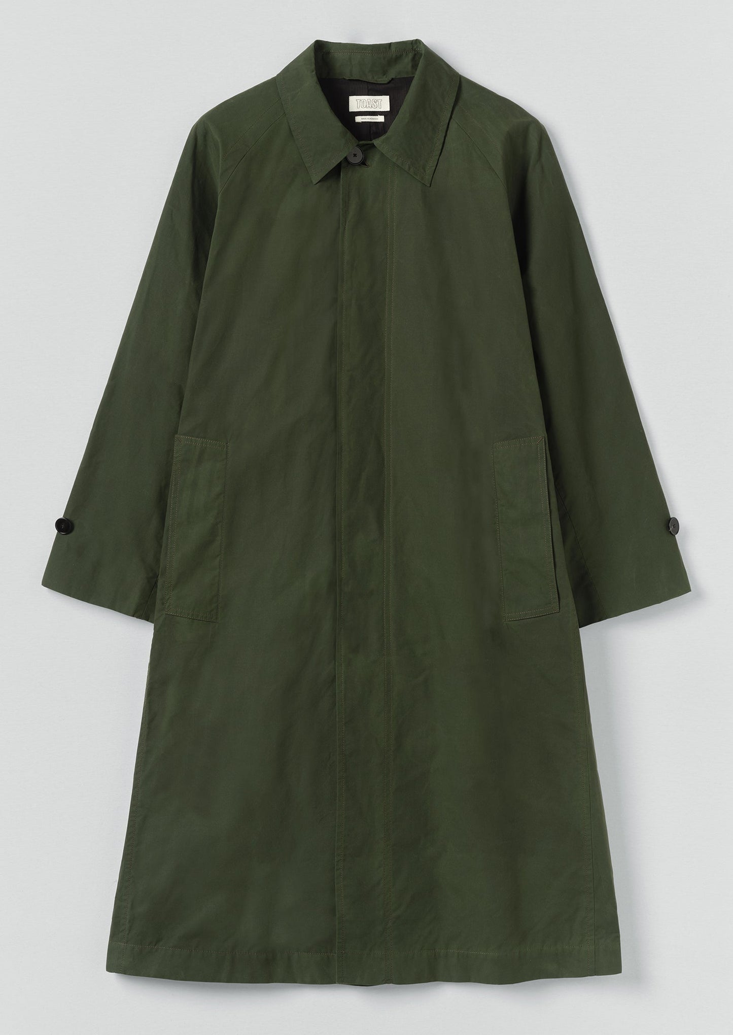 Waxed Cotton Trench Coat | Forest Green