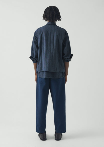 Railroad Stripe Padded Gilet | Denim Blue