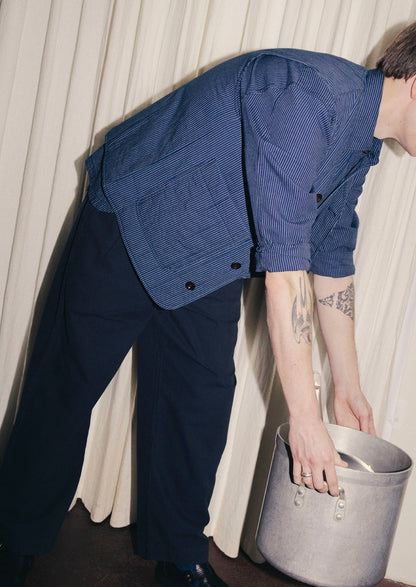 Railroad Stripe Padded Gilet | Denim Blue