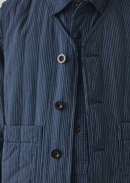 Railroad Stripe Padded Gilet | Denim Blue