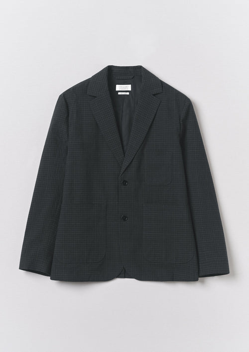 Sketch Check Cotton Wool Jacket | Slate