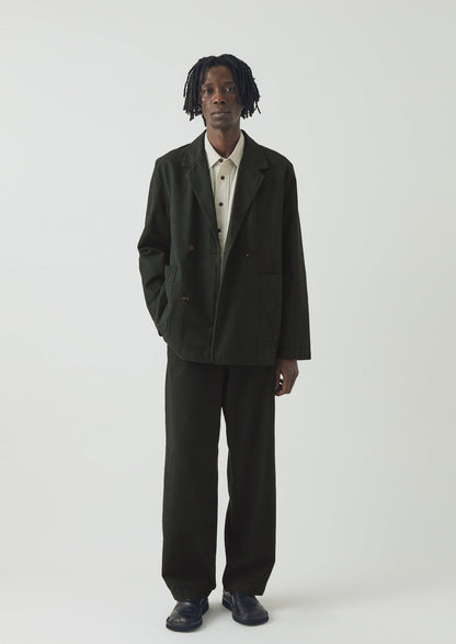 Overdyed Micro Houndstooth Cotton Blazer | Oil Green