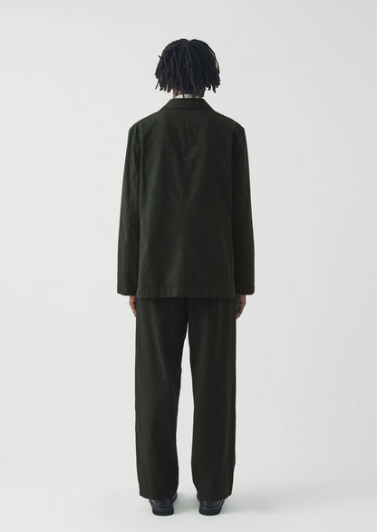 Overdyed Micro Houndstooth Cotton Blazer | Oil Green