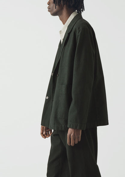 Overdyed Micro Houndstooth Cotton Blazer | Oil Green
