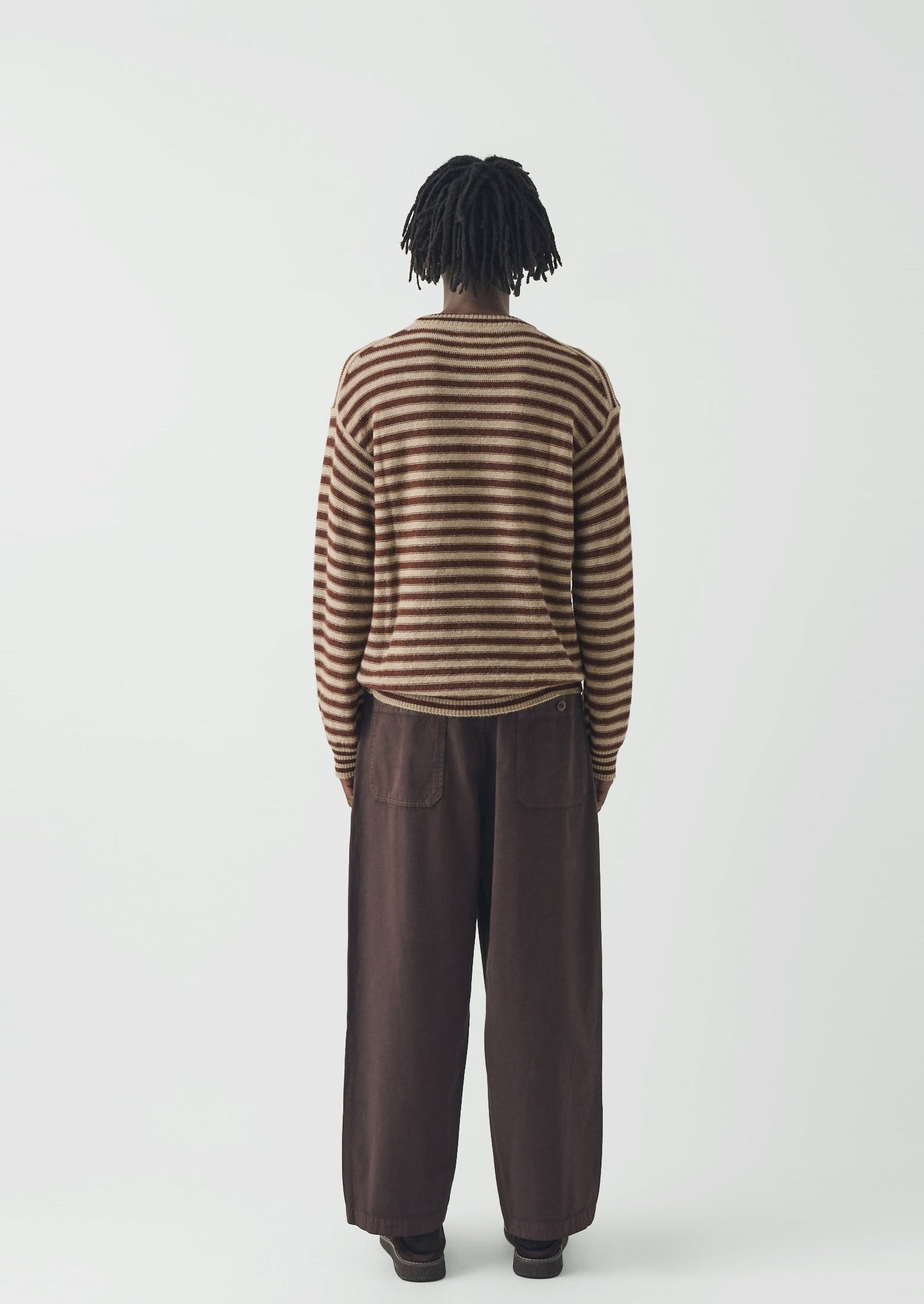 Stripe Alpaca Wool Sweater | Dark Terracotta/Oatmeal