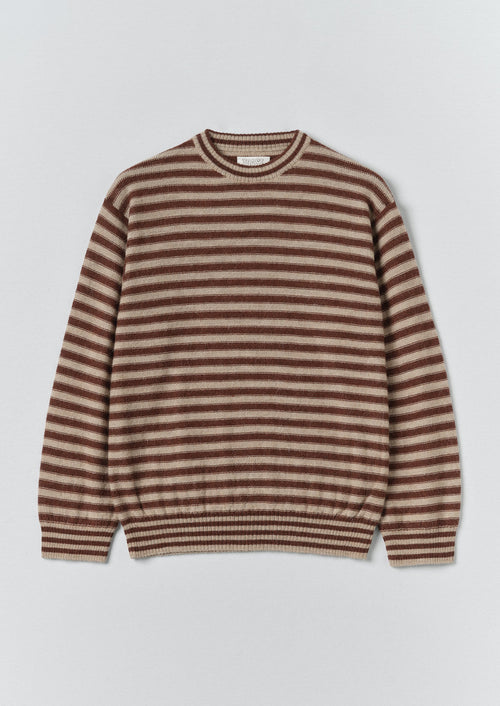 Stripe Alpaca Wool Sweater | Dark Terracotta/Oatmeal