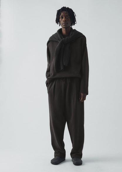 Loopback Jersey Pleated Trousers | Black Pepper