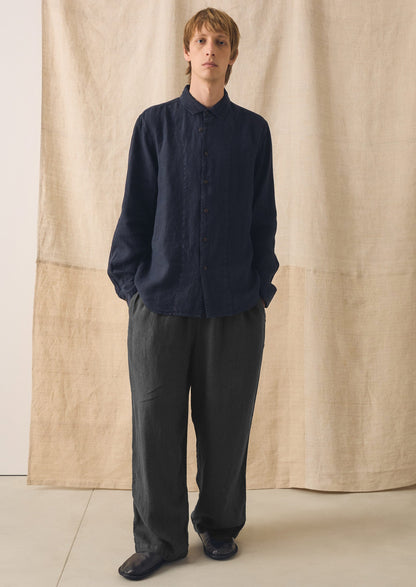Loop Button Linen Shirt | Slate