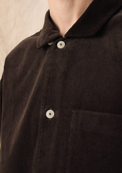 Organic Cord Smock Popover Shirt | Bitter Chocolate