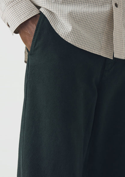 Rory Overdyed Micro Houndstooth Cotton Trousers | Oil Green