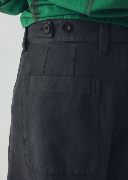 Jude Wide Leg Cotton Twill Trousers | Soft Black