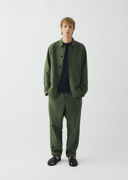 Overdyed Stripe Elasticated Cotton Linen Trousers | Basil