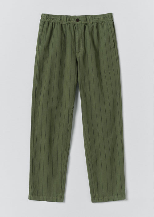 Overdyed Stripe Elasticated Cotton Linen Trousers | Basil