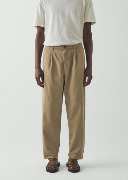 Otto Pleated Cotton Twill Trousers | Oyster