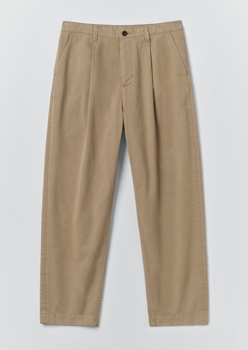 Otto Pleated Cotton Twill Trousers | Oyster
