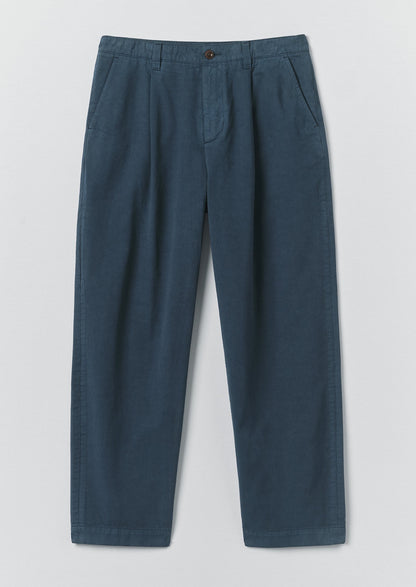 Otto Pleated Cotton Twill Trousers | Smoke Blue