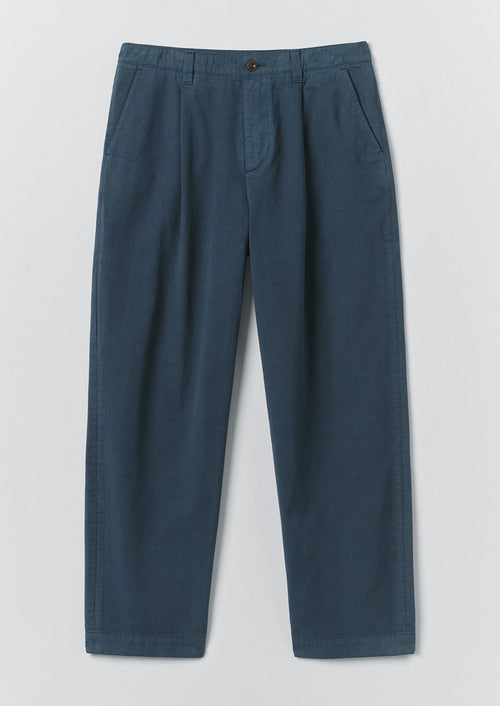 Otto Pleated Cotton Twill Trousers | Smoke Blue