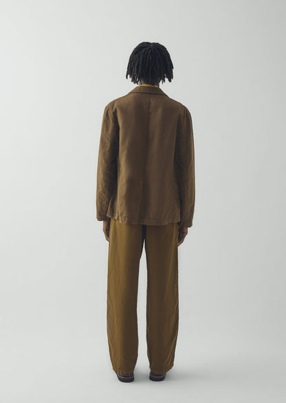 Rory Elasticated Cotton Linen Trousers | Bronze Green