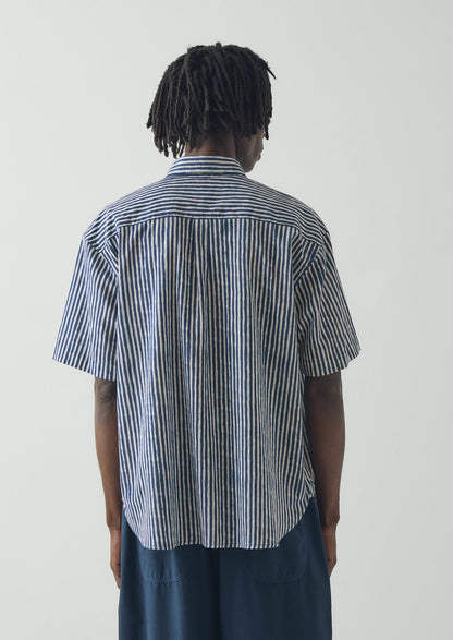 Natural Dye Stripe Cotton Shirt | Indigo