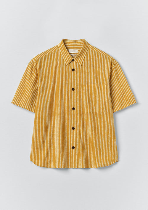 Natural Dye Stripe Cotton Shirt | Turmeric