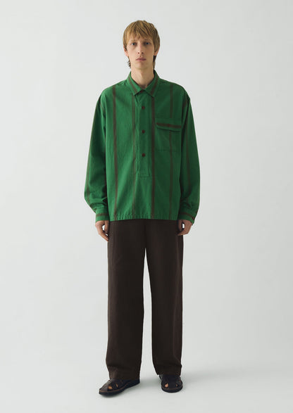 Tea Towel Stripe Cotton Linen Shirt | Sea Green