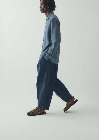 Loop Button Linen Shirt | Misty Blue