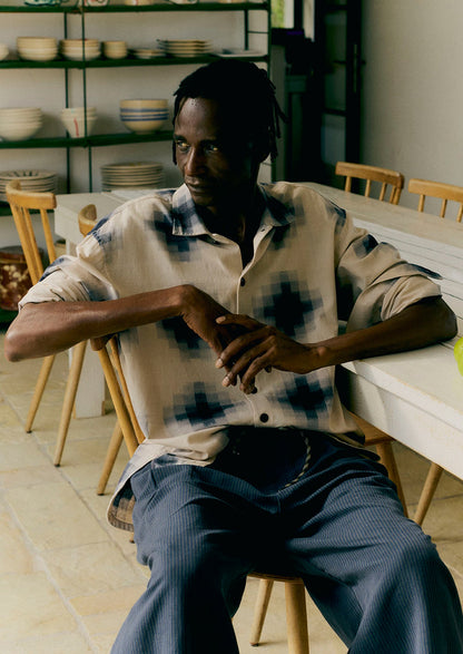 Mosaic Cotton Ikat Shirt | Slate/Putty