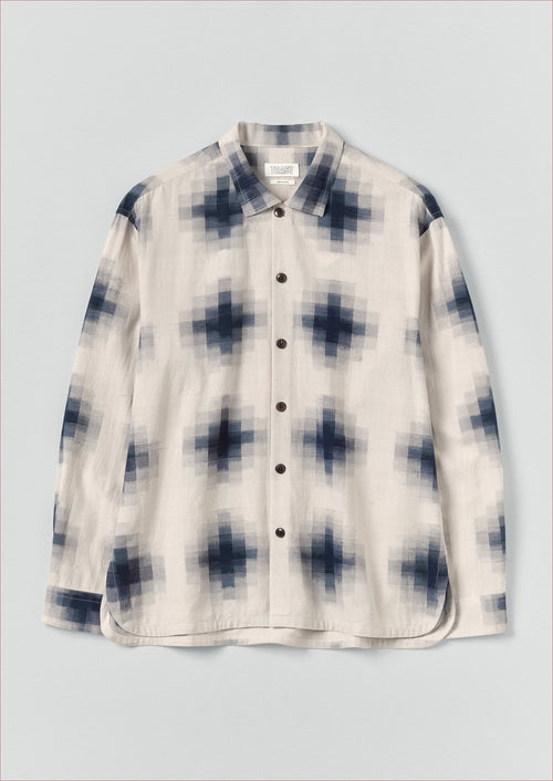 Mosaic Cotton Ikat Shirt | Slate/Putty