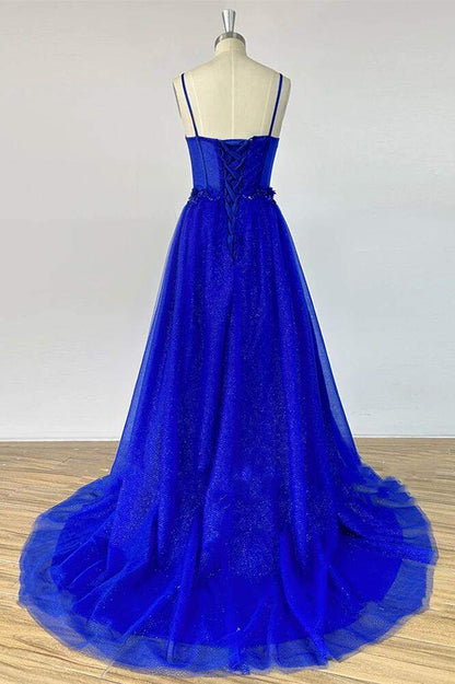 Straps Black Corset A-line Prom Gown