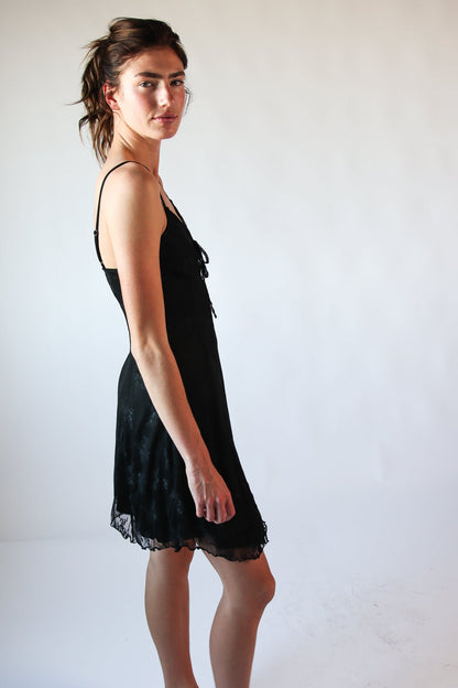 Mesh Lace Hanky Hem Mini Dress