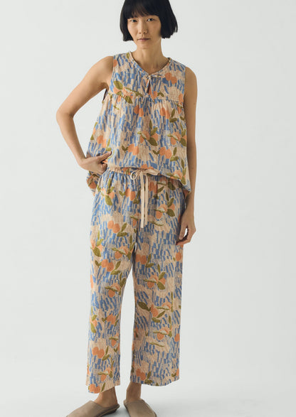 Picnic Print Cotton Pyjamas | Ecru/Multi
