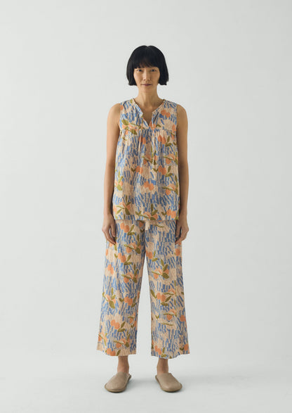 Picnic Print Cotton Pyjamas | Ecru/Multi