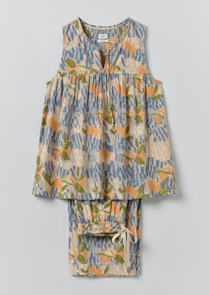 Picnic Print Cotton Pyjamas | Ecru/Multi