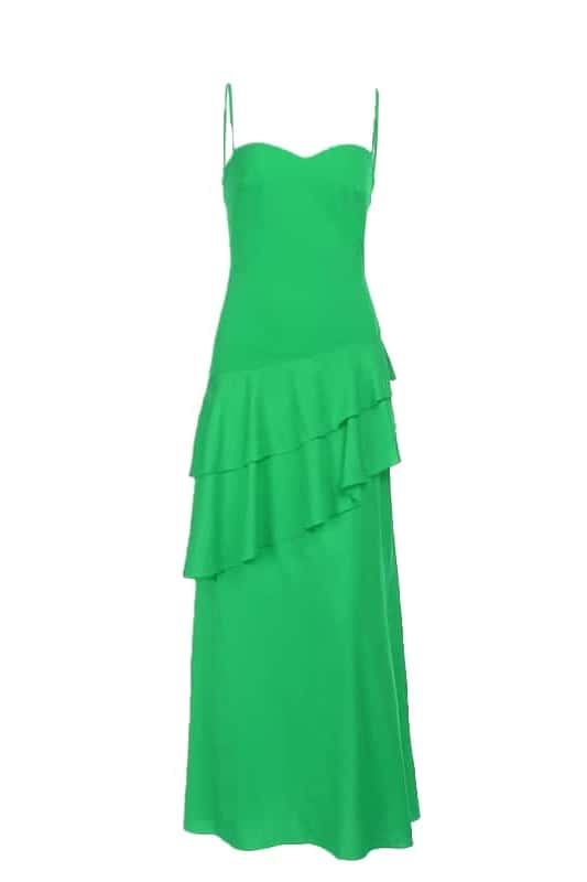 Straps Red Chiffon Tiered Maxi Dress