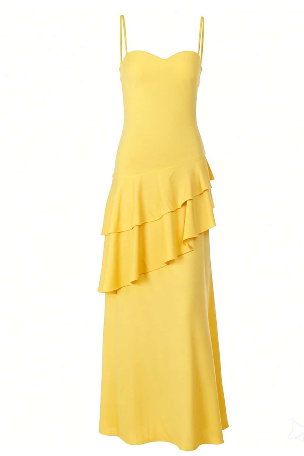 Straps Fuchsia Chiffon Tiered Maxi Dress