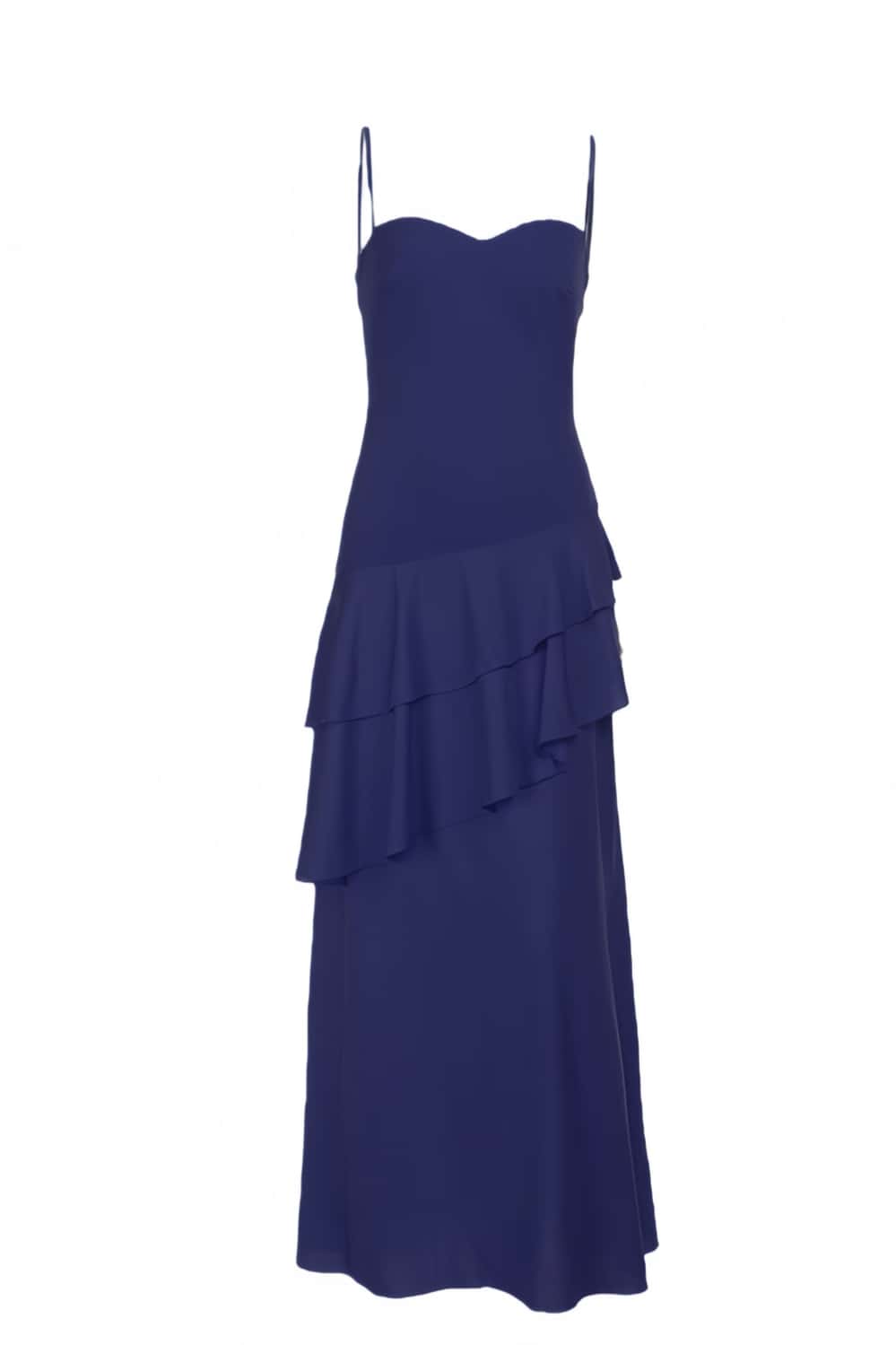 Straps Fuchsia Chiffon Tiered Maxi Dress