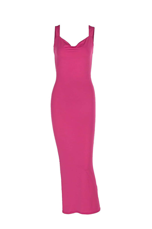 Sexy Fuchsia Backless Tight Bow Dress