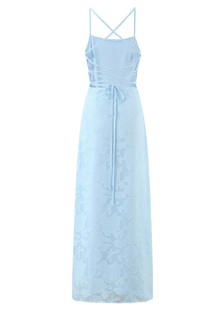 Straps Burgundy Lace Fitted Long Dress