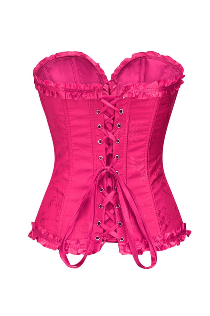 Sweetheart Brown Lace-Up Floral Corset