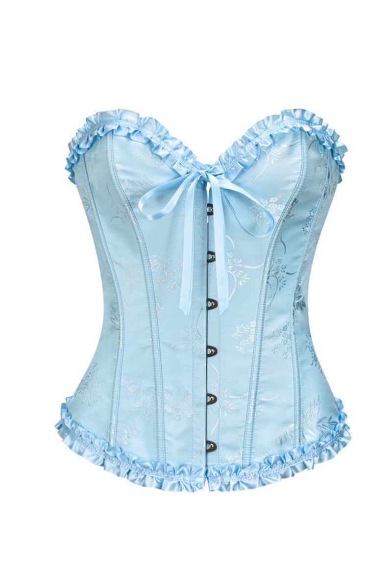 Sweetheart Brown Lace-Up Floral Corset