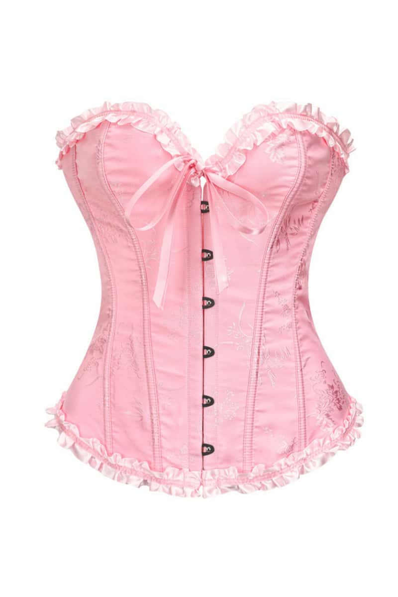 Sweetheart Brown Lace-Up Floral Corset